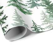 Moderne Wasserfarbe Winterpine Tree Weihnachten Geschenkpapier (Rolleneckpunkt)