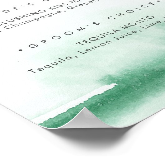 Moderne Wasserfarbe | Zeichen für grüne Unterschri Poster (Ecke)