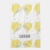 Moderne Wasserfarbe Zitronengelbe Fruchtzitrus Geschirrtuch (Vertikal)