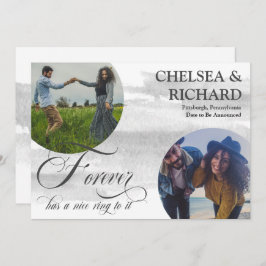 Moderne Wasserfarbe Zwei Foto Verlobung und Ankündigung