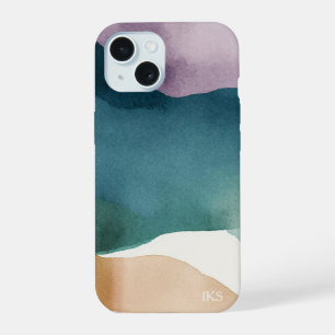 Moderne Wasserfarben-Abstrakt-Monogramm iPhone 15 Hülle