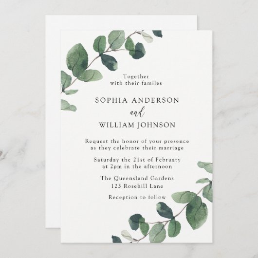 Moderne Wasserfarben-Blätter Frühjahrssehen Einladung (Vorne/Hinten)