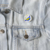 Moderne Wasserfarben Blau und Gelb Vogel Kunst Button (Beispiel)