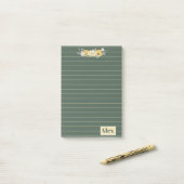 Moderne Wasserfarben-Blumen & grüner Hintergrund Post-it Klebezettel (Auf Schreibtisch)