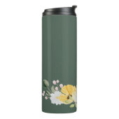 Moderne Wasserfarben-Blumen & grüner Hintergrund Thermosbecher (Nach links gedreht)