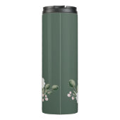 Moderne Wasserfarben-Blumen & grüner Hintergrund Thermosbecher (Rückseite)