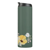 Moderne Wasserfarben-Blumen & grüner Hintergrund Thermosbecher (Nach rechts gedreht)