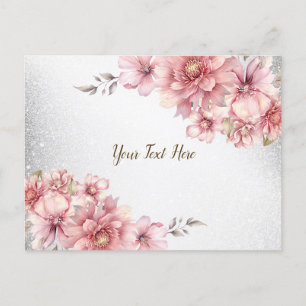 Moderne Wasserfarben-Blumen mit glänzendem Glitter Postkarte