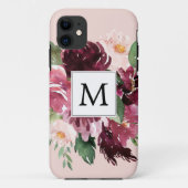 Moderne Wasserfarben-Blumen Monogramm Case-Mate iPhone Hülle (Rückseite)