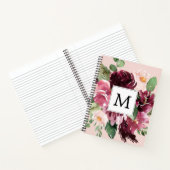 Moderne Wasserfarben-Blumen Monogramm Notizblock (Innenseite)