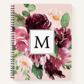 Moderne Wasserfarben-Blumen Monogramm Notizblock (Vorderseite)