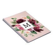 Moderne Wasserfarben Blumen Monogramm Notizblock (Rechte Seite)