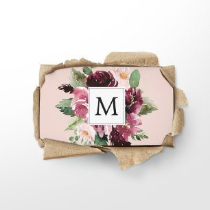 Moderne Wasserfarben-Blumen Monogramm Visitenkarte