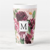 Moderne Wasserfarben-Blumen monogrammiert Milchtasse (Vorderseite)