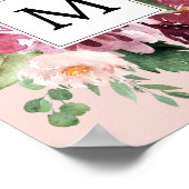Moderne Wasserfarben Blumen Monogrammiert Poster (Ecke)