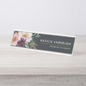 Moderne Wasserfarben Blumen und Blattwerk elegant Schreibtischnamensplakette (Vorderseite )