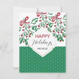 Moderne Wasserfarben Boho Mistletos Holiday Karte