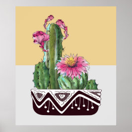 Moderne Wasserfarben Cactus Garden Poster