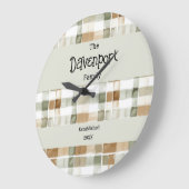 Moderne Wasserfarben fallen Kariert Familienname Große Wanduhr (Winkel)