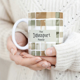 Moderne Wasserfarben fallen Kariert Familienname Kaffeetasse