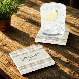 Moderne Wasserfarben fallen Kariert Familienname Steinuntersetzer