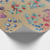 Moderne Wasserfarben-Feste Winter Berries Kraft Geschenkpapier (Ecke)