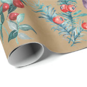Moderne Wasserfarben-Feste Winter Berries Kraft Geschenkpapier (Rolleneckpunkt)
