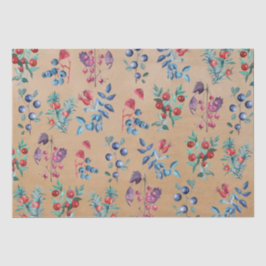 Moderne Wasserfarben-Feste Winter Berries Kraft Seidenpapier