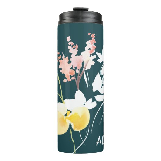 Moderne Wasserfarben-Flora-Thermaltumbler Thermosbecher (Vorderseite)