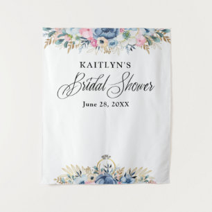 Moderne Wasserfarben Floral Hochzeitsshower Hinter Wandteppich