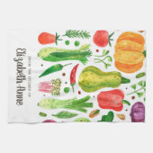 Moderne Wasserfarben Gemüse Veggia Skriptname Geschirrtuch (Horizontal)