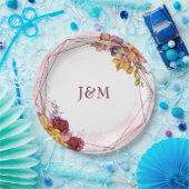 Moderne Wasserfarben Geometric Fall Bouquet Weddin Pappteller (Party)