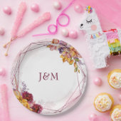 Moderne Wasserfarben Geometric Fall Bouquet Weddin Pappteller (Party)