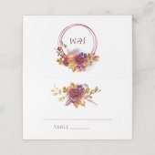 Moderne Wasserfarben Geometric Fall Bouquet Weddin Platzkarte (Außenseite Aufgefaltet)