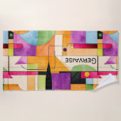 Moderne Wasserfarben Geometrisch Abstrakt Strandtuch (Vorderseite)