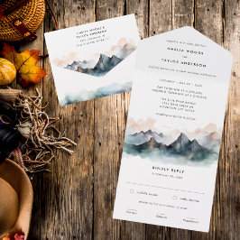 Moderne Wasserfarben Herbst Hochzeit im Freien All In One Einladung