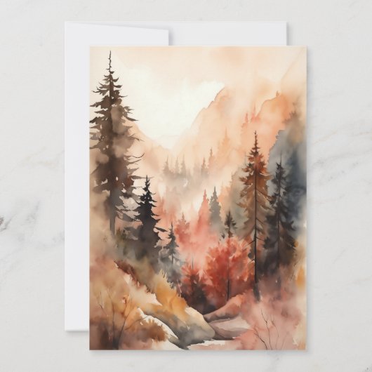 Moderne Wasserfarben Herbst Hochzeit im Freien Einladung (Rückseite)