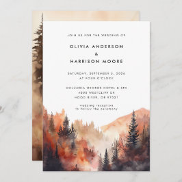 Moderne Wasserfarben Herbst Hochzeit im Freien Einladung