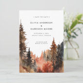 Moderne Wasserfarben Herbst Hochzeit im Freien Save The Date (Stehend Vorderseite)