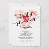 Moderne Wasserfarben Herz Bridal Dusche Einladung (Vorderseite)