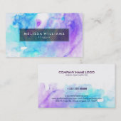 Moderne Wasserfarben Hintergrund Lila & blau Visitenkarte (Vorne/Hinten)