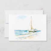 Moderne Wasserfarben-Hochzeit am Strand Save The Date (Rückseite)
