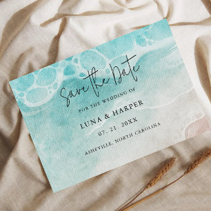Moderne Wasserfarben-Hochzeit mit Meeresgezeiten-M Save The Date