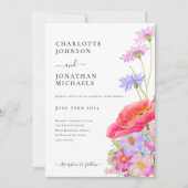 Moderne Wasserfarben-Hochzeit mit Wildblumen Einladung (Vorderseite)