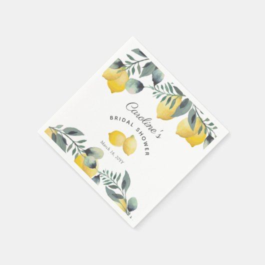 Moderne Wasserfarben Lemons & Grünes Brautparty Serviette (Ecke)