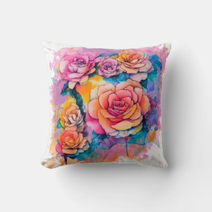 Moderne Wasserfarben-Malerei Tupfer Bouquet Kissen
