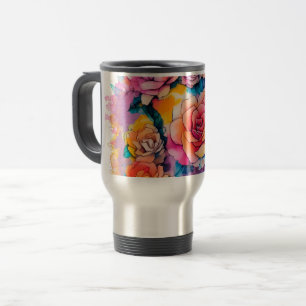 Moderne Wasserfarben-Malerei Tupfer Bouquet Reisebecher