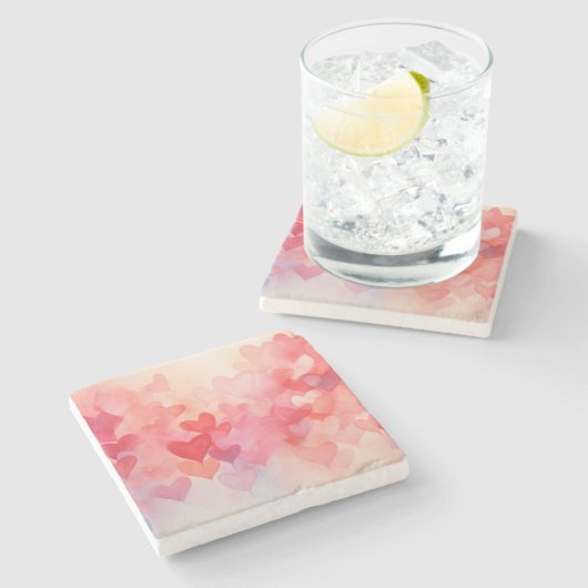 Moderne Wasserfarben Muster Red Orange Steinuntersetzer (Seitenansicht)