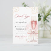 Moderne Wasserfarben-Perlen- & Prosecco-Brautparty Dankeskarte (Stehend Vorderseite)