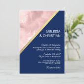 Moderne Wasserfarben Rosa & Navy Blue Wedding Einladung (Stehend Vorderseite)